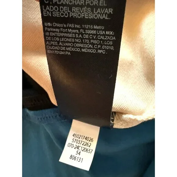 NWT Chicos Travelers Asym Colorblock Tunic Scandi Blue Short Sleeve Top XXL - Picture 6 of 8